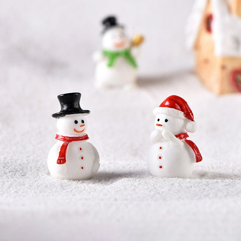 10pcs Mini Snowman Figurine Christmas Miniature Ornaments Micro Landscape  Decor